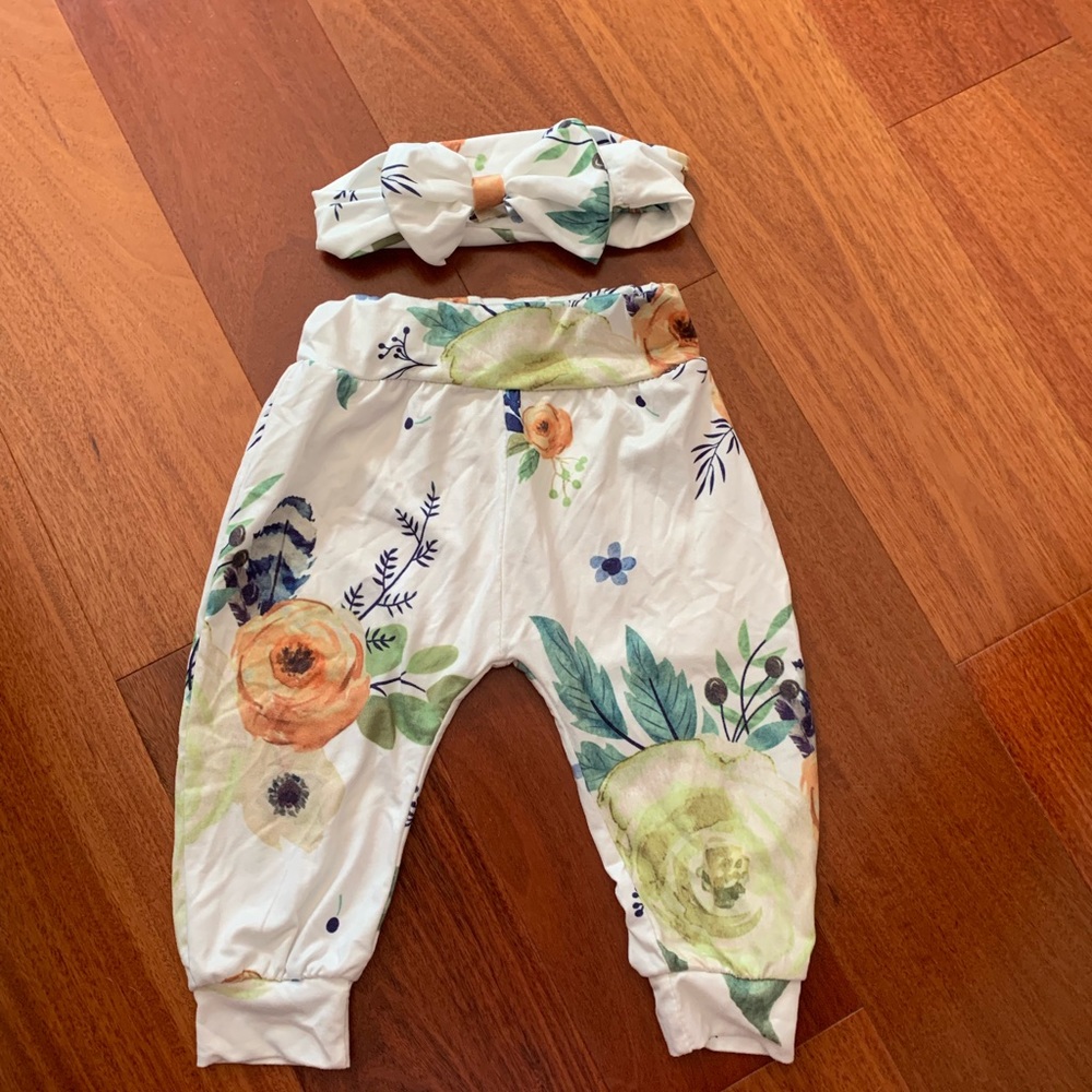 Infants pants and matching headband